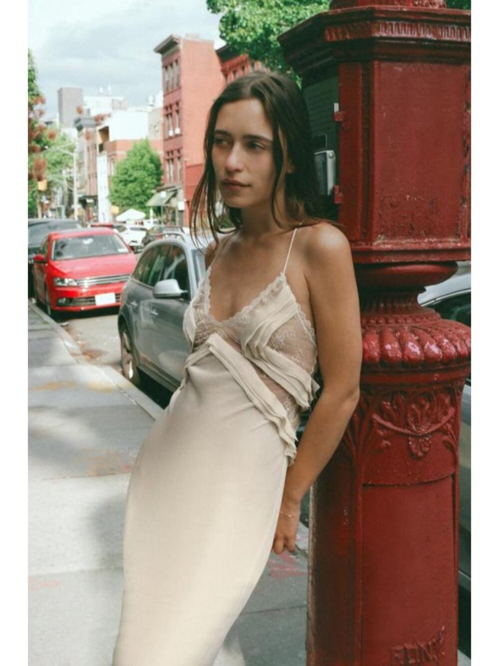 ZARA LONG GEORGETTE RUFFLE DRESS - Picture 5 of 7